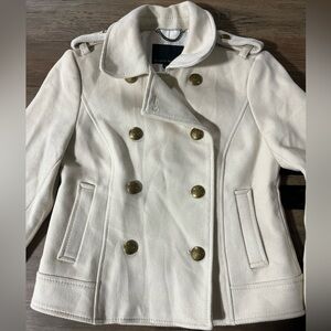 Banana Republic Military Jacket Pea Coat Cream, Size XXS